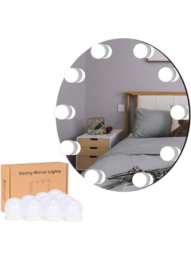 10 مصابيح LED قابلة لتعديل الضوء، 3 ألوان إضاءة ومنفذ USB، المرآة غير متضمنة - Image 1