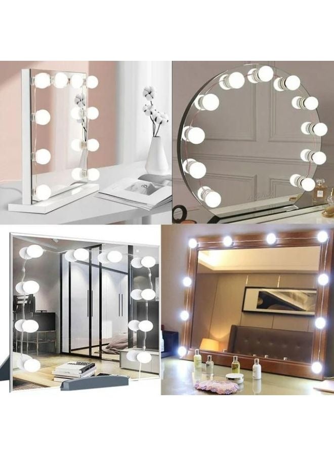 10 مصابيح LED قابلة لتعديل الضوء، 3 ألوان إضاءة ومنفذ USB، المرآة غير متضمنة - Image 3