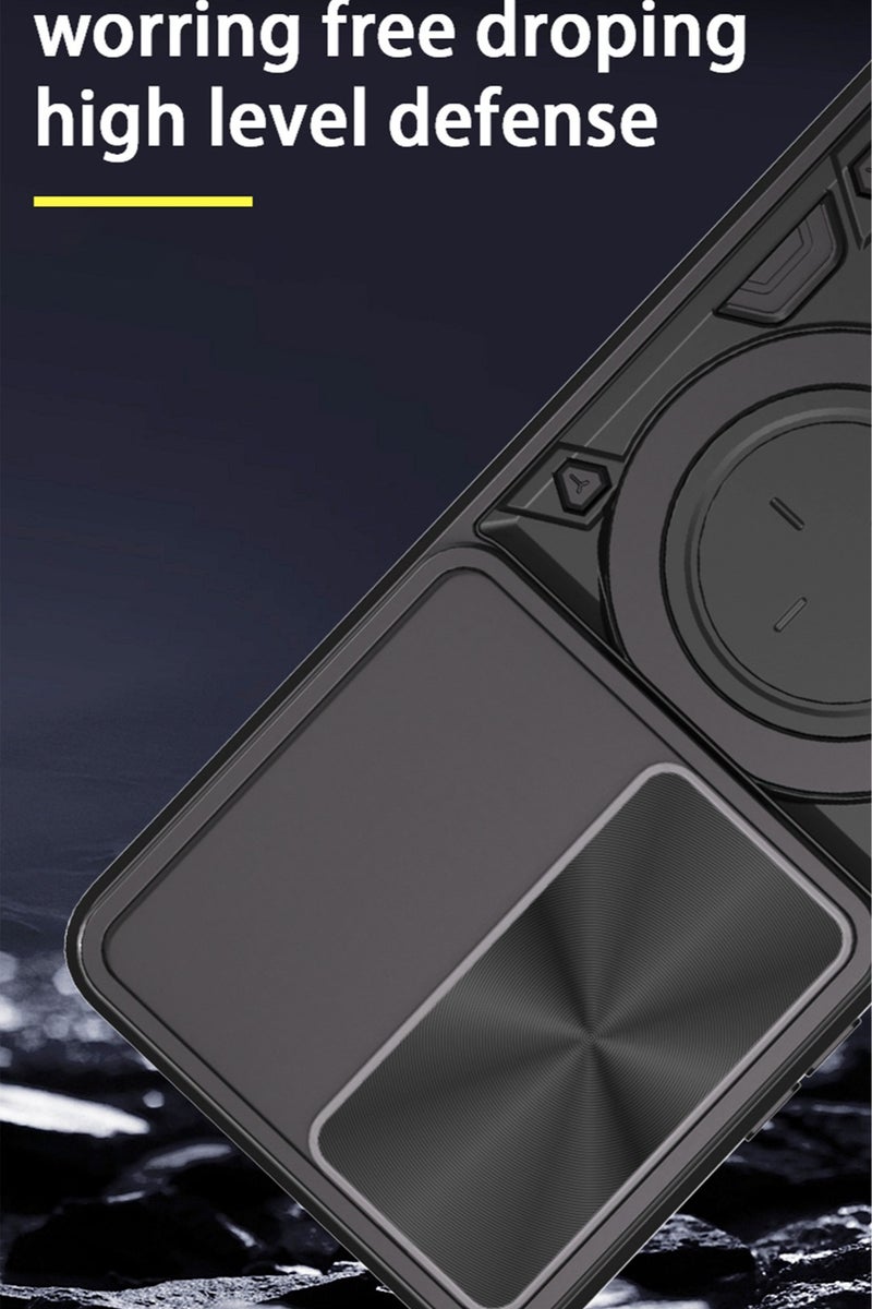 SanHu for vivo V50 Lite 5G Case, Slide Camera Lens Cover, Magnetic Ring Holder Kickstand Protective Phone Case for vivo V50 Lite 5G, Black - Image 3