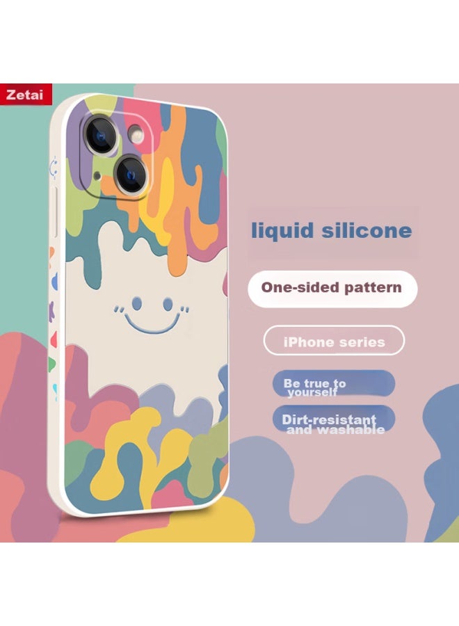 Zitai Suitable For Apple 16 Phone Case, Liquid Silicone Iphone 16 Pro Protective Cover, Painted Creative Anti-drop Soft Case , White - Image 1