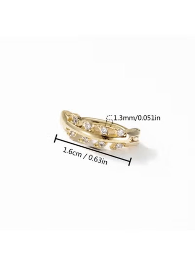 veya Women’s Gold-Tone Belly Ring with Leaf Design and Sparkling Crystal Details – Elegant Body Jewelry for Daily Wear and Occasions - Image 3