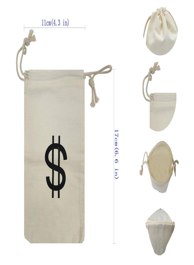 Sanrich 20 Pack Money Bags Drawstring Pouches Goody Bag 5 x 7 inches Canvas Dollar Favor Bags For Themed Birthday Party - Image 2