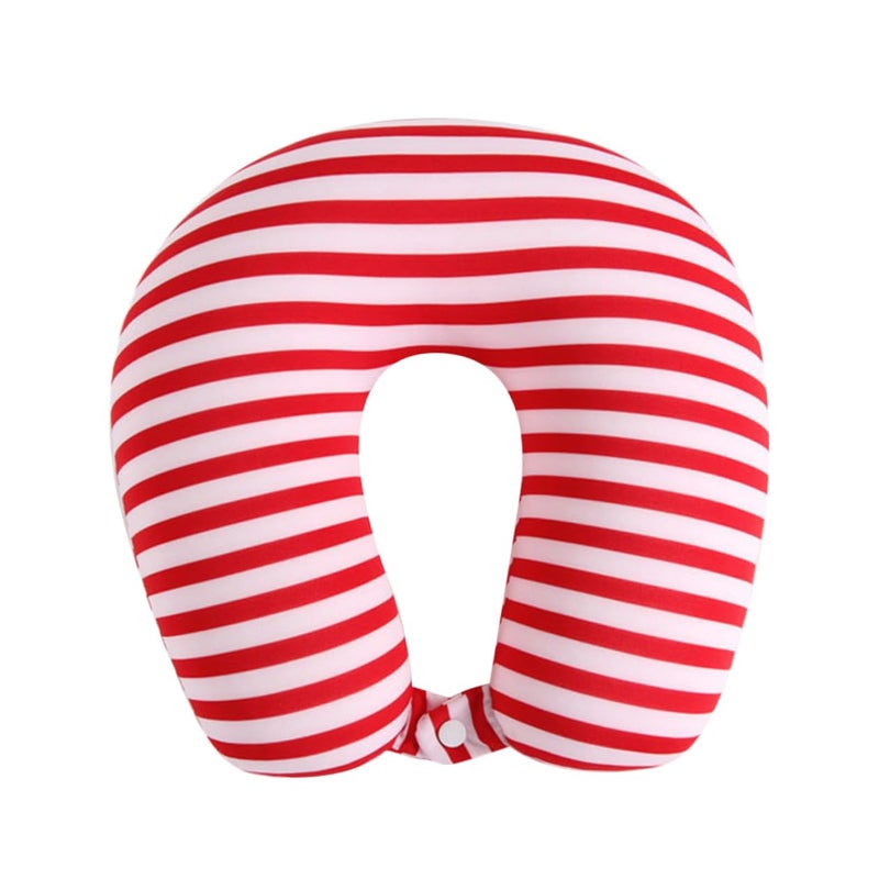 U Shaped Travel Neck Pillow Lightweight Supportive for Airplane Office Home Red Striped Easy Carry - Image 2