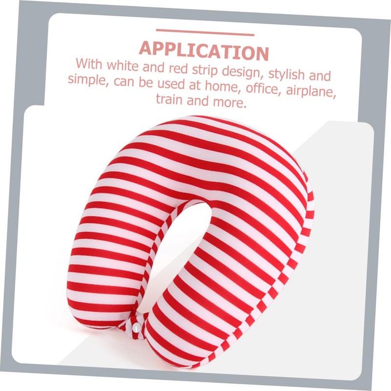 U Shaped Travel Neck Pillow Lightweight Supportive for Airplane Office Home Red Striped Easy Carry - Image 4