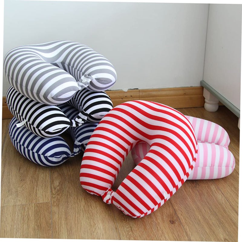 U Shaped Travel Neck Pillow Lightweight Supportive for Airplane Office Home Red Striped Easy Carry - Image 5