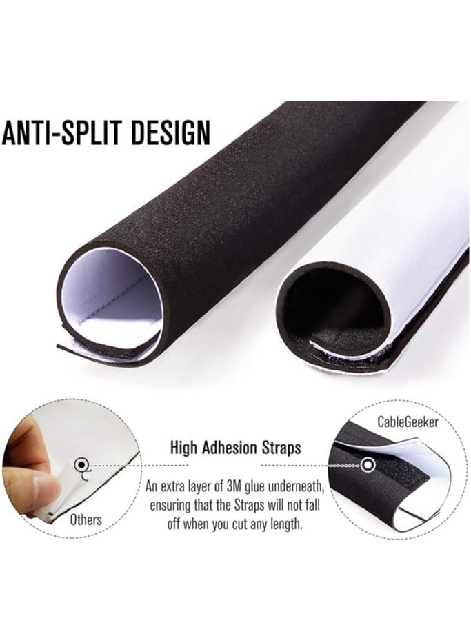 Cable Management Sleeve , 10cm Wide x 150cm Length , Flexible Neoprene Cable Tidy Tube for Desk TV Computer Cord Cover Wire Hider, Black and White Reversible (Inside Diameter ∅ 2.5cm/0.98in)  - Image 5
