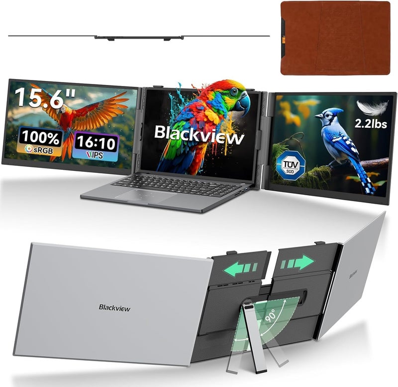 Blackview Triple Laptop Screen Extender,15.6" Portable Monitor [FHD 1080P TÜV SÜD & Ultra-Slim],Two Cable USB C Travel for 14-17" Laptop,Plug & Play Compatible with Windows/Mac/Chrome OS - Image 1