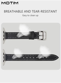 Motim Slim Leather Bands Compatible with Apple Watch Band, 38mm/40mm/41mm, Top Grain Genuine Leather Wristband, Thin Replacement Strap for iWatch Ultra SE Series 9/8/7/6/5/4/3/2/1  - Image 5