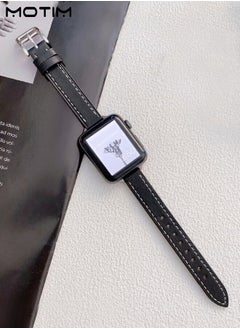 Motim Slim Leather Bands Compatible with Apple Watch Band, 38mm/40mm/41mm, Top Grain Genuine Leather Wristband, Thin Replacement Strap for iWatch Ultra SE Series 9/8/7/6/5/4/3/2/1  - Image 3