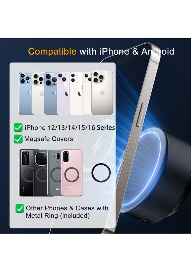 JAJEEK 15W Upgraded Magnetic Wireless Charger – Fast Charging for iPhone 12/13/14/15/16 Series, Ideal for Car, Mirror, Gym | Sleek & Compact Design, Black - Image 4