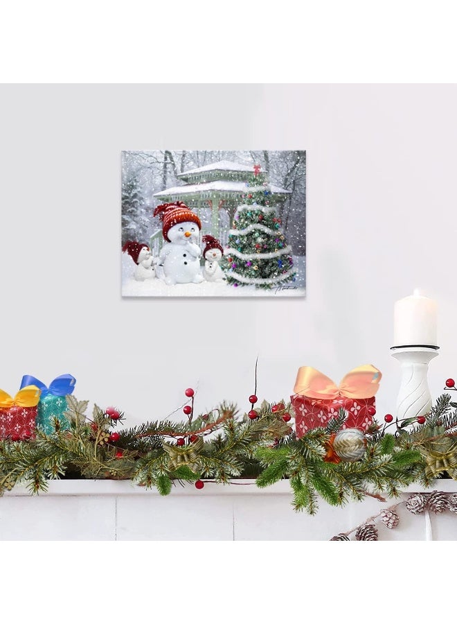 Woxfcart Christmas Wall Art Happy Snowman Pictures Christmas Tree Snow Scene New Year Gifts Decor Home Walls Size 15x12 - Image 5