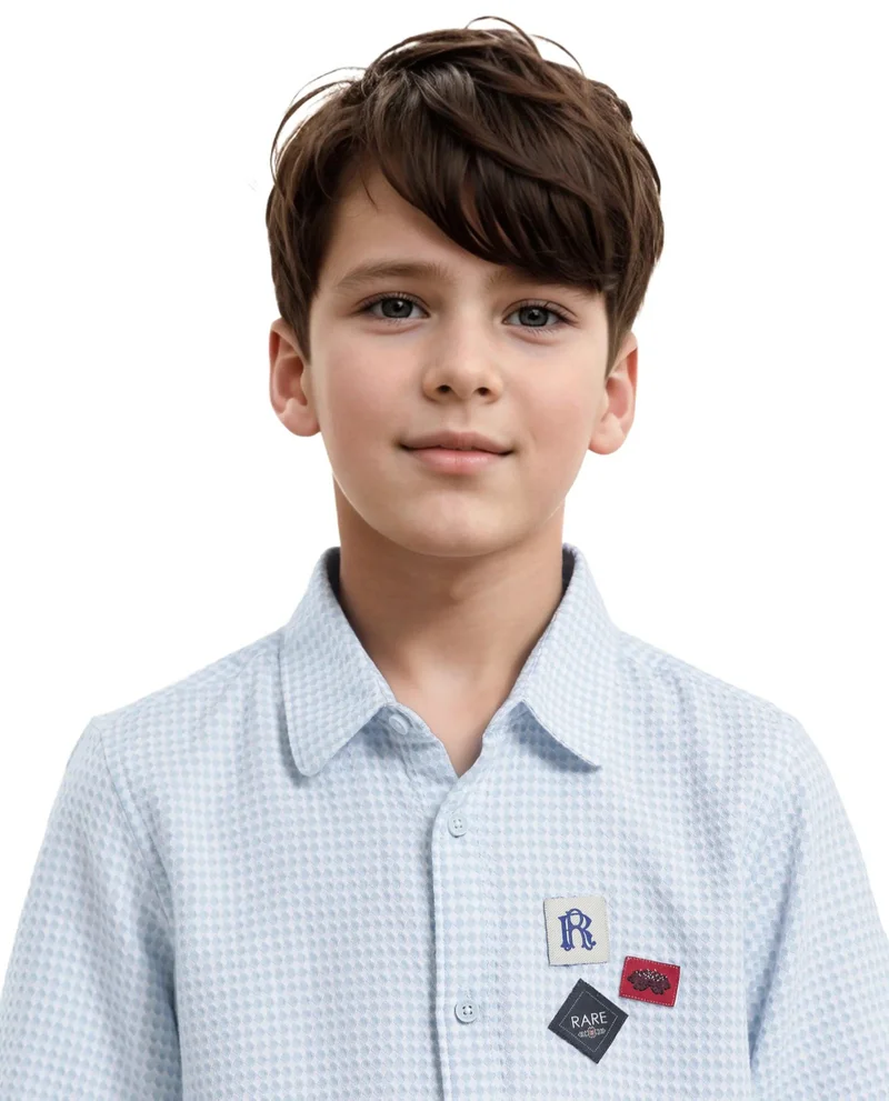 Rare Ones Rare Ones Kids Zygo Light Blue Cotton Half Sleeve Button Solid Regular Fit Shirt