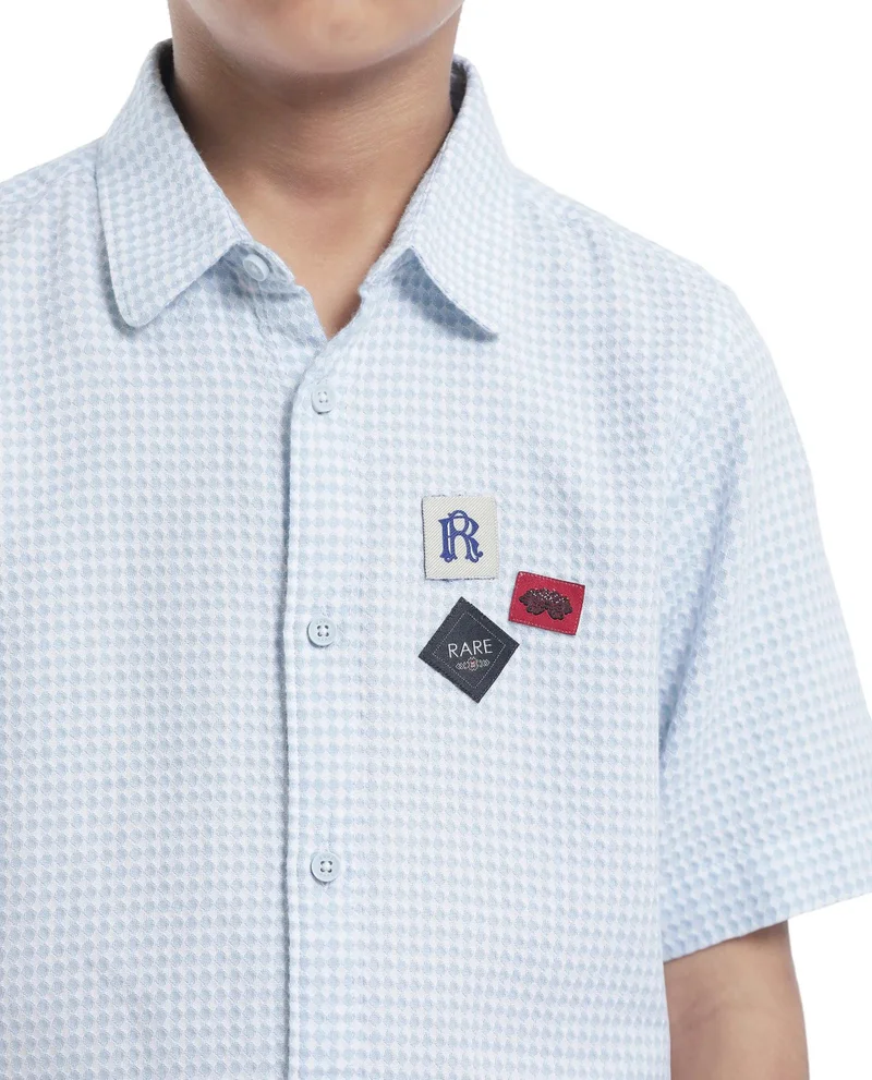 Rare Ones Rare Ones Kids Zygo Light Blue Cotton Half Sleeve Button Solid Regular Fit Shirt