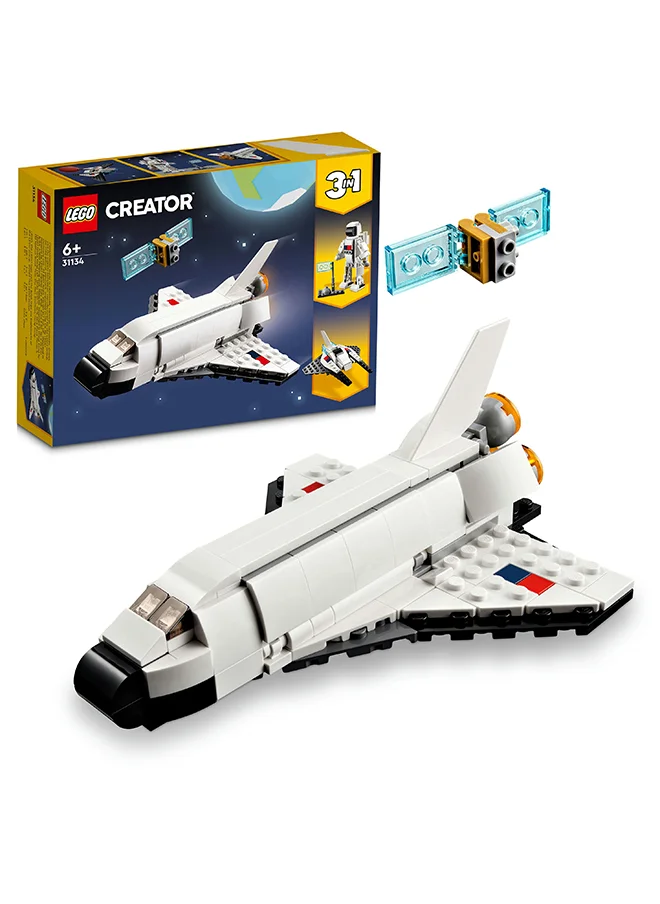 LEGO Creator Space Shuttle 31134 Building Toy Set; Rebuild It into an Astronaut Figure or Spaceship; Gift for Kids Aged 6+ Who Love Science Toys and Space Play (144 Pieces)