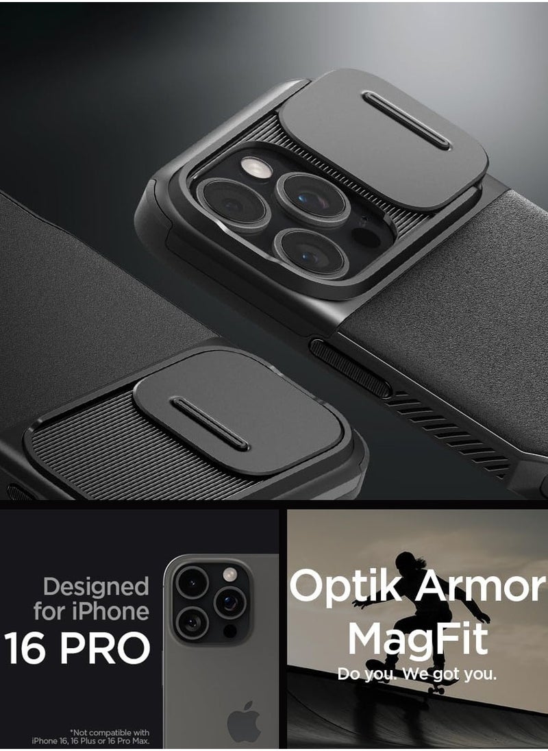 Spigen غطاء حماية Optik Armor MagFit لهاتف iPhone 16 Pro (2024) مع MagSafe - أسود  - Image 2