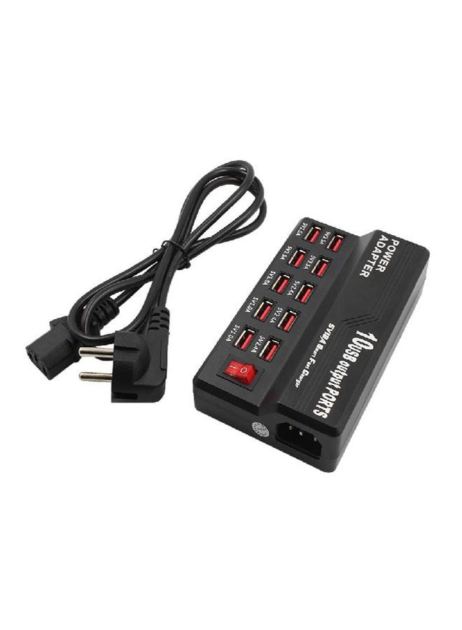 NIBEMINENT 10-Port USB Charging Station Black/Red - Image 1