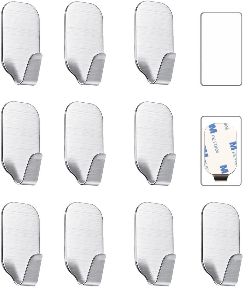 Kiemeu Small Sticky Hooks For Hanging Extra Strong Self Adhesive Hooks Heavy Duty | 10 Pack Stick On Hook For Walls, Wall Hangers Without Nails - Image 1