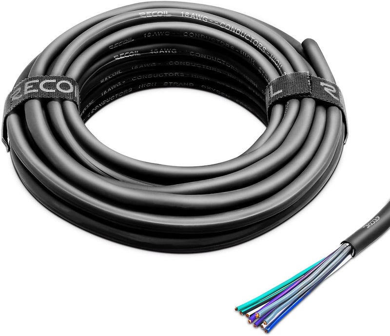 كابل سماعات بطول 20 قدمًا و9 موصلات، 18AWG CCA، غلاف فائق المرونة وسهل التقشير، سلك سماعات 4 قنوات وسلك تحكم عن بعد - Image 1