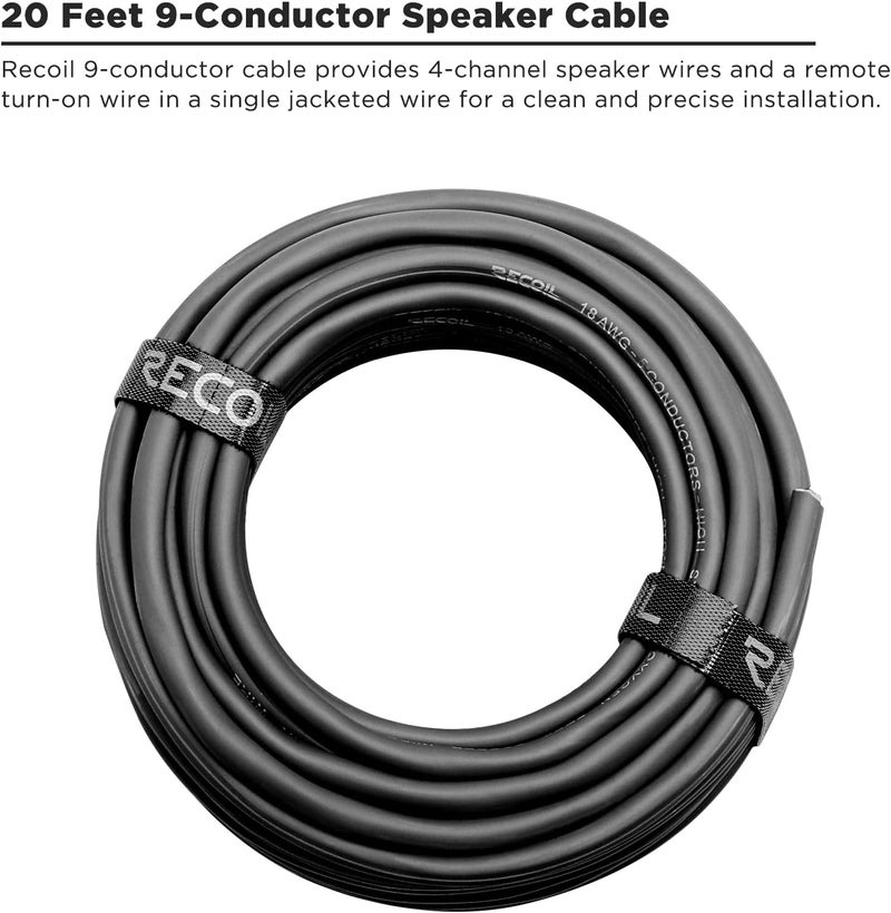 كابل سماعات بطول 20 قدمًا و9 موصلات، 18AWG CCA، غلاف فائق المرونة وسهل التقشير، سلك سماعات 4 قنوات وسلك تحكم عن بعد - Image 4