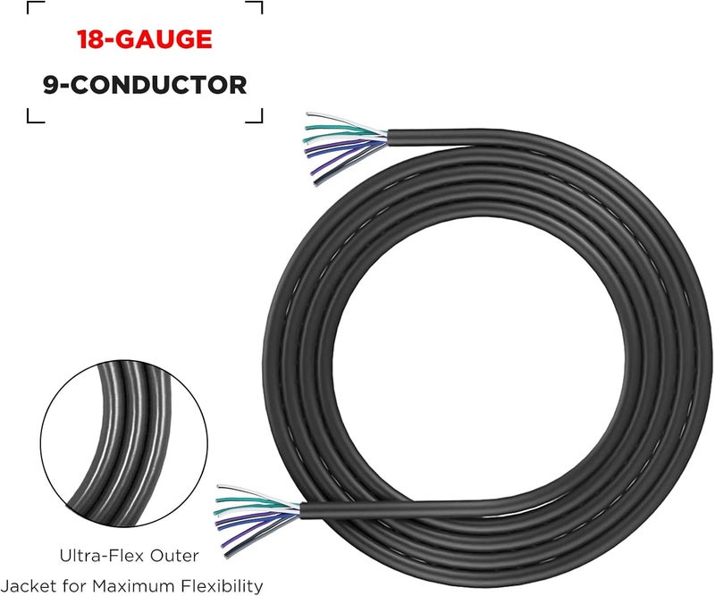 كابل سماعات بطول 20 قدمًا و9 موصلات، 18AWG CCA، غلاف فائق المرونة وسهل التقشير، سلك سماعات 4 قنوات وسلك تحكم عن بعد - Image 5