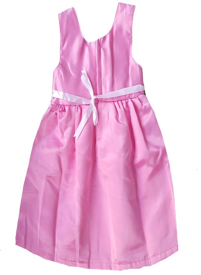 little PANDA Girls Fit & Flare Knee Long Satin Sleeveless Dress (Baby Pink, 6-12 Months) - Image 2