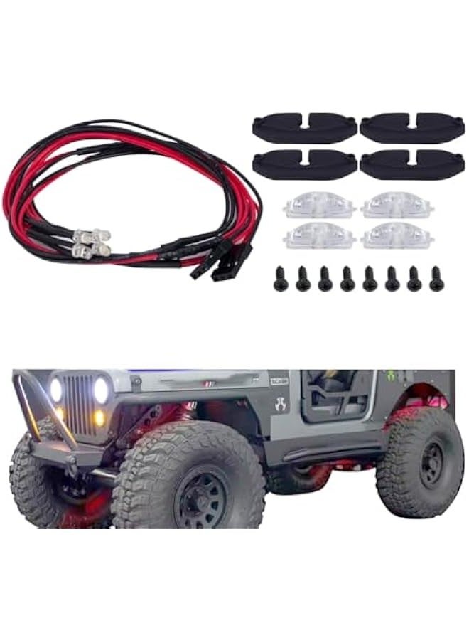 SCX10 LED RC Wheel Well Lights Kit Rock Lights with Nylon Bracket for 1/10 RC Crwarler SCX10 Uprades (White)  - Image 1