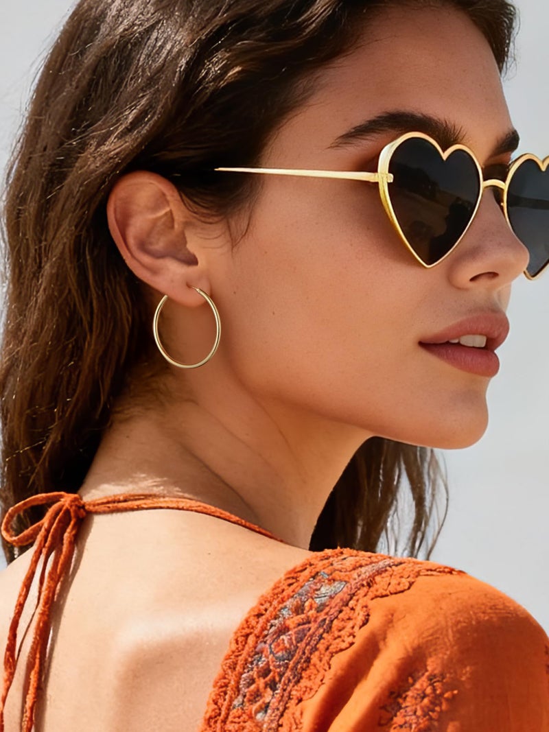 ChicSilver 14k Gold Plated Silver Hoop Earrings for Women 14k Real Gold Plated Sterling Silver Hoop Earrings for Women Hypoallergenic Small Silver Earring 30MM - Image 3