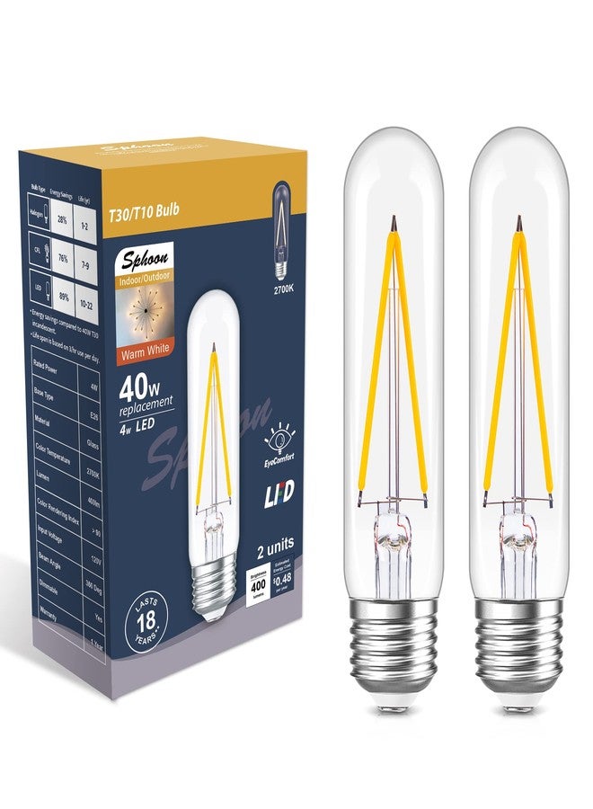 Sphoon E26 Dimmable Tubular LED Bulb, T10 T30 Vintage LED Bulb, 40W, Equivalent 4W, Warm White 2700K, Edison Bulbs, AC 120V, 400LM, for Chandelier Pendant Light Fixtures - Image 1