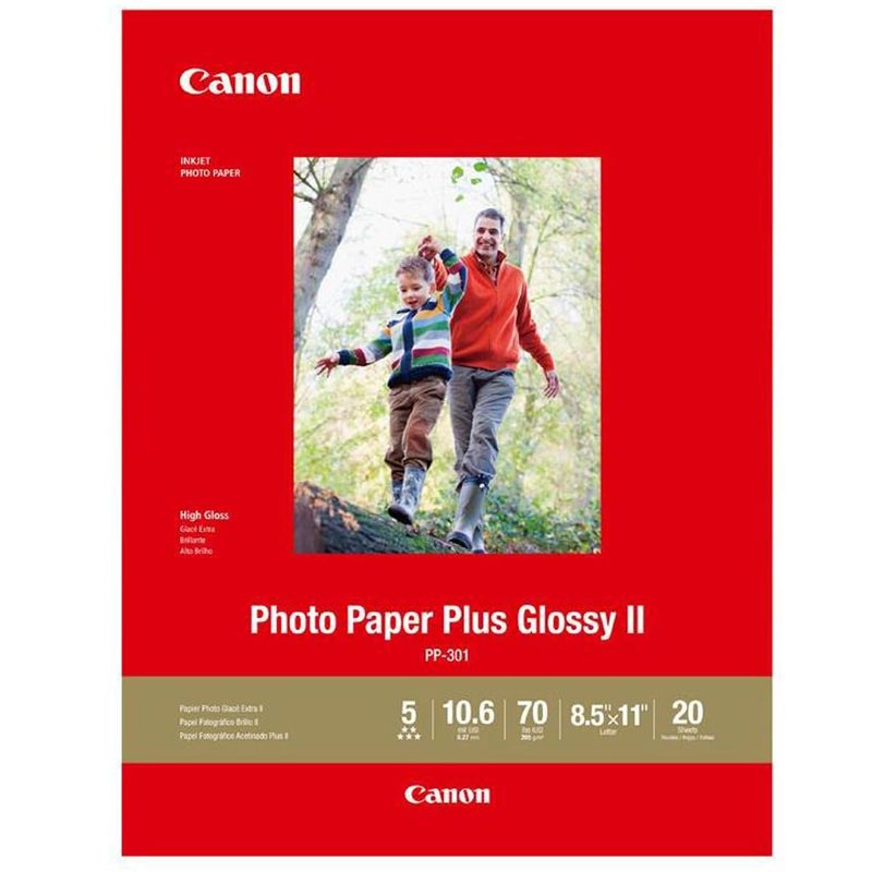 Canon 2 Pack PP-301 Photo Paper Plus Glossy II Inkjet Paper, 10.6 mil, 265 gsm, 8.5x11", 20 Sheet Pack - Image 3