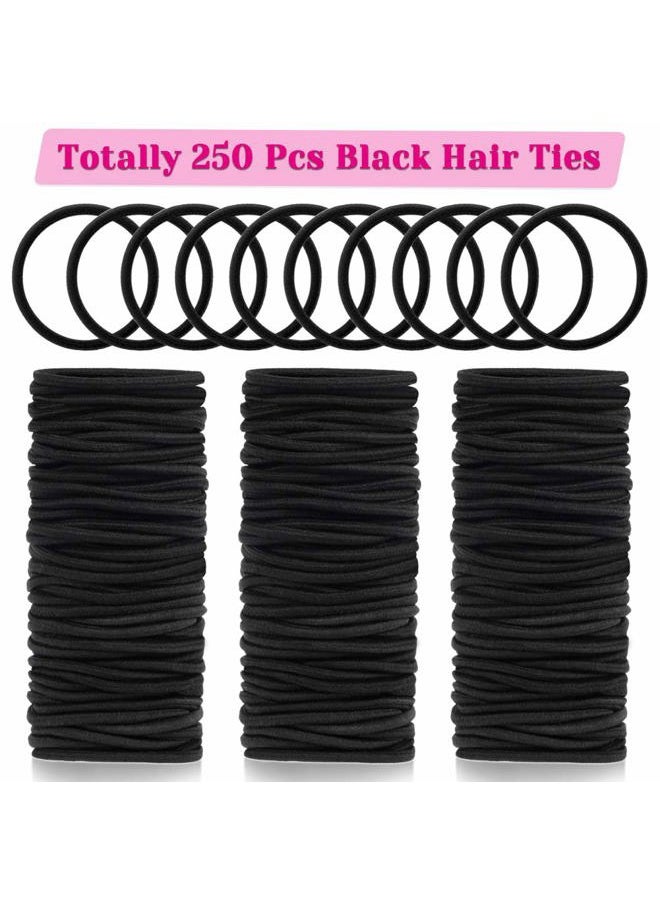 anezus - Anezus 250 Pcs Black Elastics Small Hair Ties Elastics Small Hair Rubber Bands Accessories Ponytail Holders for Women Girls Baby Toddlers Men with Thick Straight Curly Hair, 3 mm - Image 1