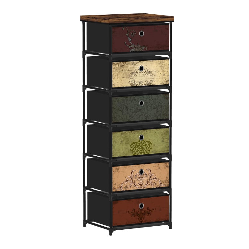 VASICAR 6 Drawers Storage Organizer Cabinet, Decorative Storage Chest, Small Dresser, Stand Nightstand for Bedroom, Living Room, Closet, Entryway, Hallway, Nursery, Dorm - Image 1