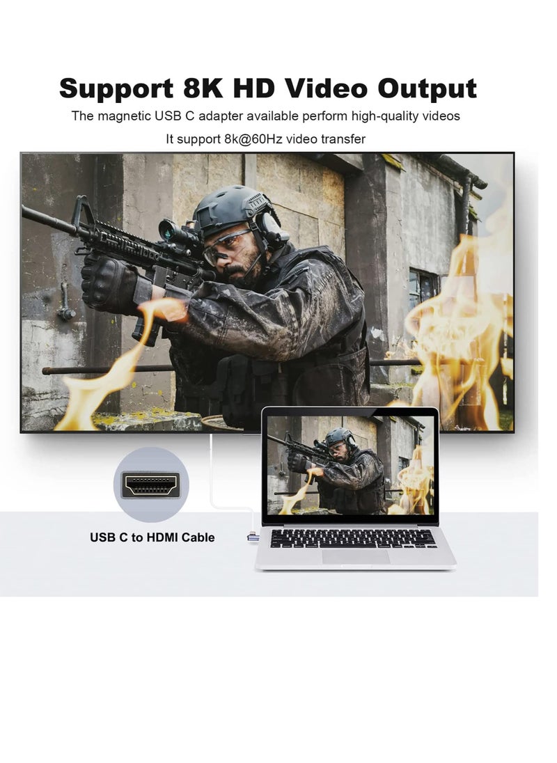USB C Magnetic Adapter, PD140w (2 Pack) 40Gbps Data Transfer Fast Charge 8K 60Hz Video 24Pin Type C Connector Compatible for Thunderbolt 3 MacBook Pro/Air USB-C Laptop Phones and More Type C Devices
