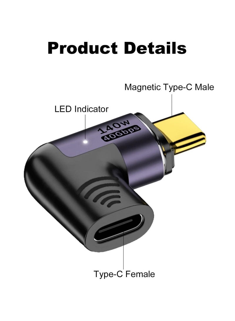 USB C Magnetic Adapter, PD140w (2 Pack) 40Gbps Data Transfer Fast Charge 8K 60Hz Video 24Pin Type C Connector Compatible for Thunderbolt 3 MacBook Pro/Air USB-C Laptop Phones and More Type C Devices