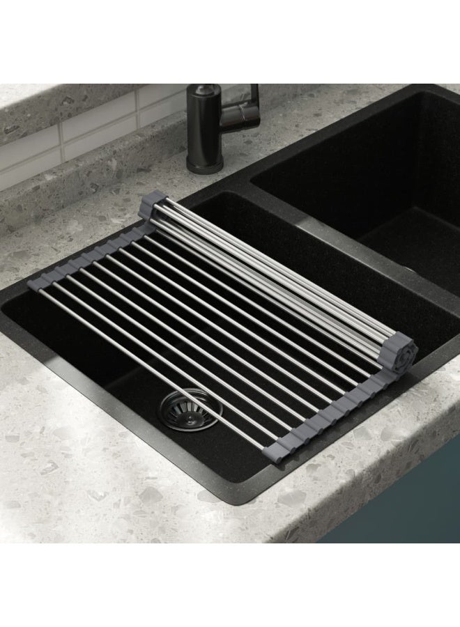 Smart Storage Over Sink Roll-Up Dish Drying Rack Stainless Steel | Foldable Kitchen Drain Rack - Image 3
