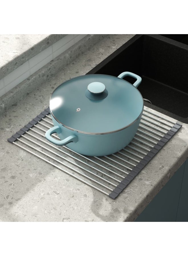 Smart Storage Over Sink Roll-Up Dish Drying Rack Stainless Steel | Foldable Kitchen Drain Rack - Image 5