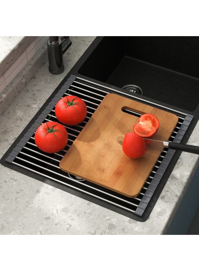 Smart Storage Over Sink Roll-Up Dish Drying Rack Stainless Steel | Foldable Kitchen Drain Rack - Image 4