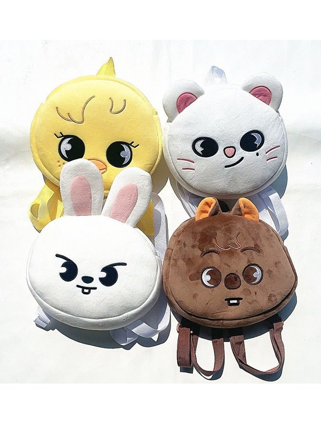 Straykids SKZOO Mini Cute Plush Backpack Schoolbag - Grey Wolfchan - Image 5