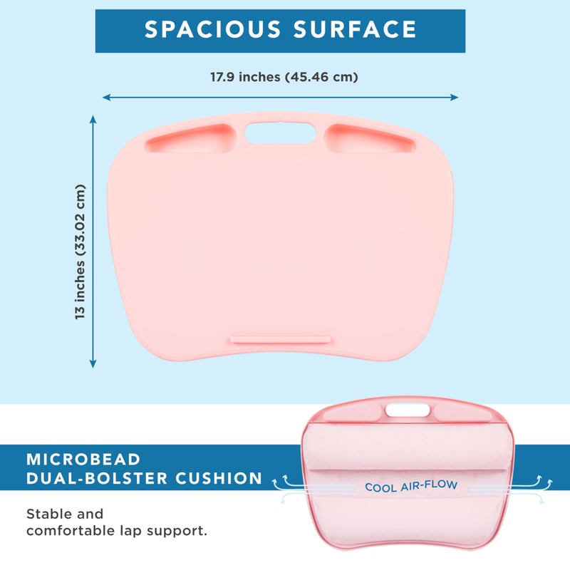 LAPGEAR MyDesk Lap Desk with Device Ledge and Phone Holder - Rose Quartz - Fits up to 15.6 Inch Laptops - Style No. 44434 - Image 5
