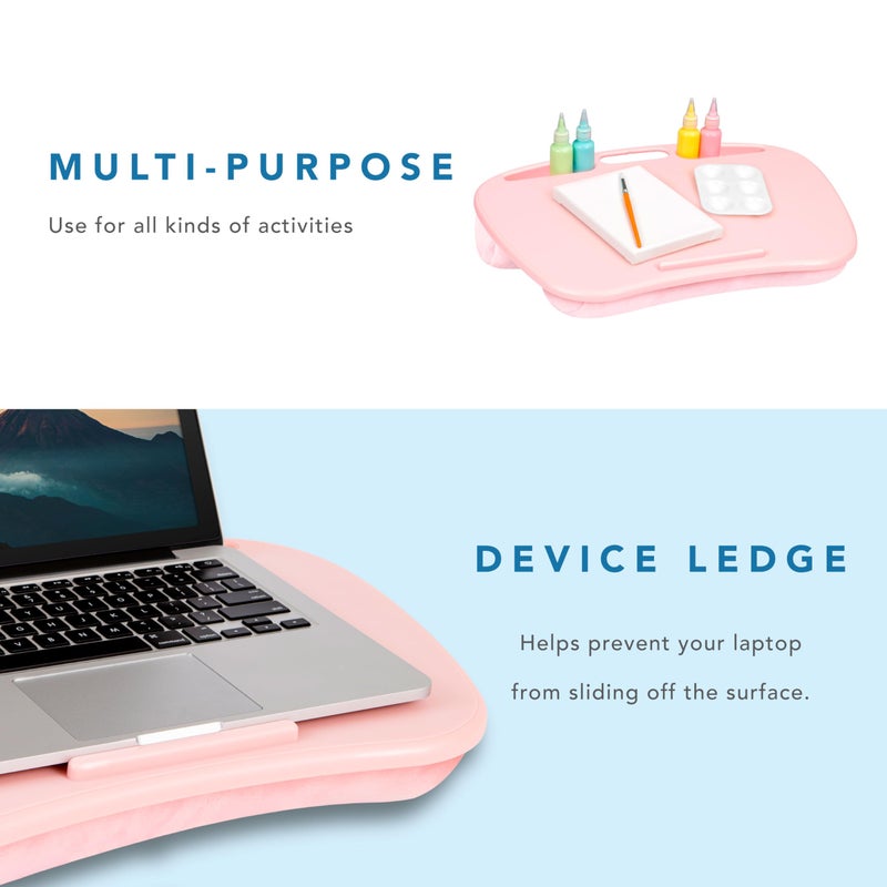 LAPGEAR MyDesk Lap Desk with Device Ledge and Phone Holder - Rose Quartz - Fits up to 15.6 Inch Laptops - Style No. 44434 - Image 4