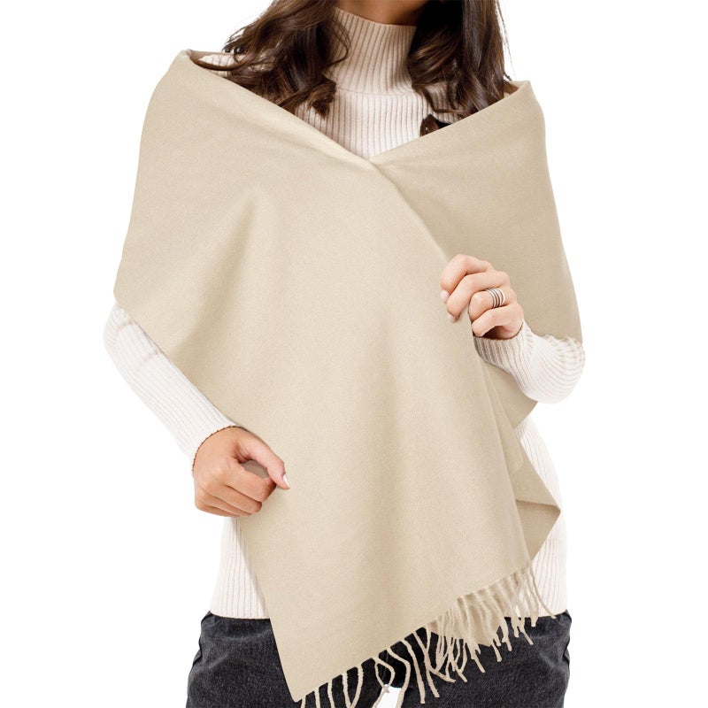 Darller Winter Scarf for Women Pashmina Shawls and Wraps for Evening Dresses Wedding Party Bridesmaid Warm Long Scarves Shawl, A-Beige - Image 4