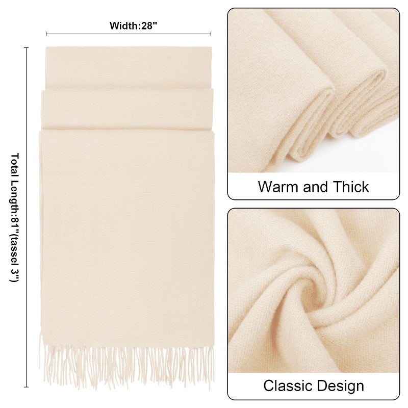 Darller Winter Scarf for Women Pashmina Shawls and Wraps for Evening Dresses Wedding Party Bridesmaid Warm Long Scarves Shawl, A-Beige - Image 2