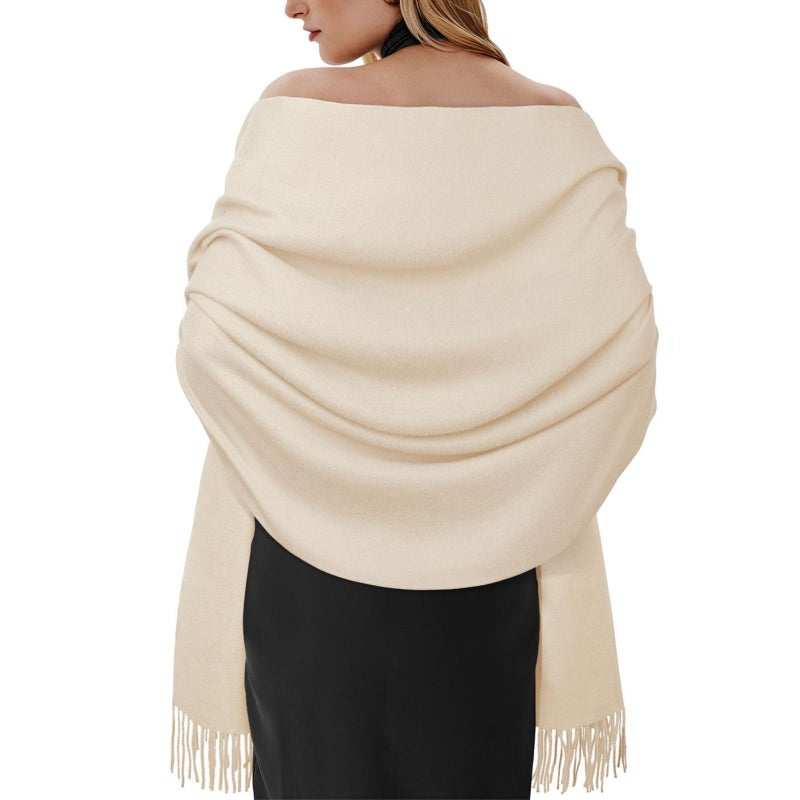 Darller Winter Scarf for Women Pashmina Shawls and Wraps for Evening Dresses Wedding Party Bridesmaid Warm Long Scarves Shawl, A-Beige - Image 1