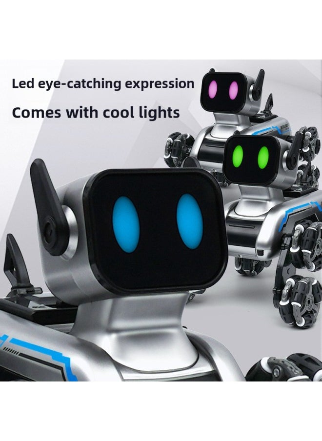 Eight-wheel Stunt Mechanical Dog Remote Control Toy Gesture Induction Climbing Deformation Electric Children's Intelligent Robot Dog-Color:Eight-wheel Stunt Robot Dog [handle + Watch Control]-Scale:Luxury [three Batteries]