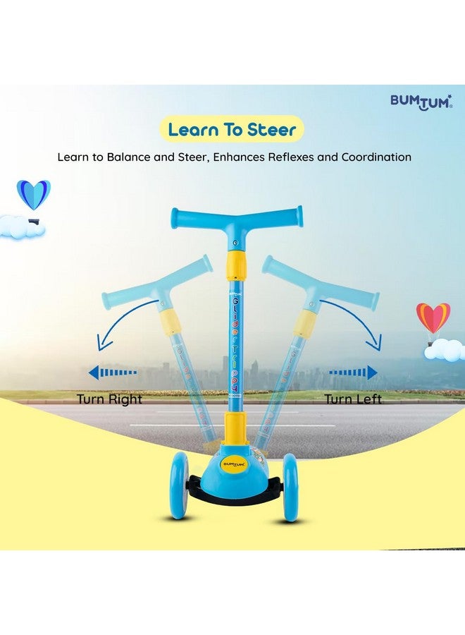 BUMTUM Smart Kick Scooter for Kids | 3 Adjustable Height Scooter, Foldable & Attractive PVC Wheels with Rare Brakes for Boys & Girls Age 5 Years (Blue) - Image 3