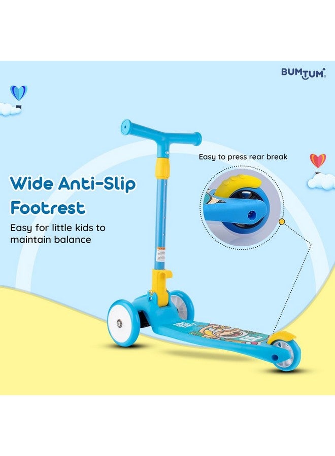 BUMTUM Smart Kick Scooter for Kids | 3 Adjustable Height Scooter, Foldable & Attractive PVC Wheels with Rare Brakes for Boys & Girls Age 5 Years (Blue) - Image 4