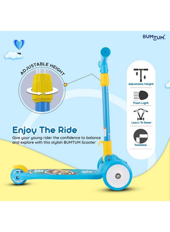 BUMTUM Smart Kick Scooter for Kids | 3 Adjustable Height Scooter, Foldable & Attractive PVC Wheels with Rare Brakes for Boys & Girls Age 5 Years (Blue) - Image 5