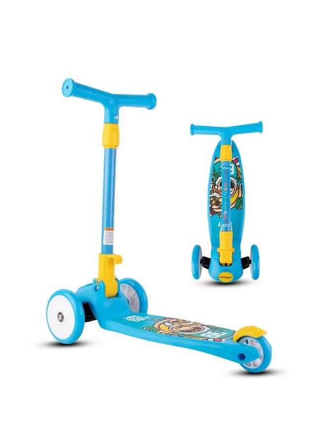 BUMTUM Smart Kick Scooter for Kids | 3 Adjustable Height Scooter, Foldable & Attractive PVC Wheels with Rare Brakes for Boys & Girls Age 5 Years (Blue) - Image 1