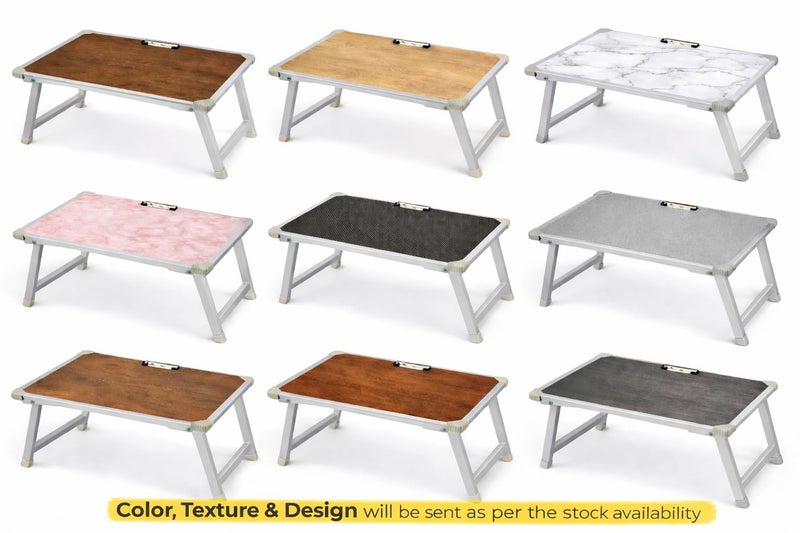 YAJNAS Laptop Table for Bed Foldable & Height Adjustable | Portable Study Table for Students & Work from Home | Multipurpose Lap Desk for Writing Reading Office Home | Wooden Texture 15x26 Inch - Image 5