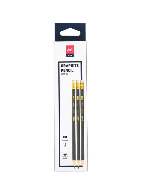 Graphite Pencil Pack of 12 , Wooden Pencils with Eraser Tip , Perfect for Art, School, Drawing Supplies