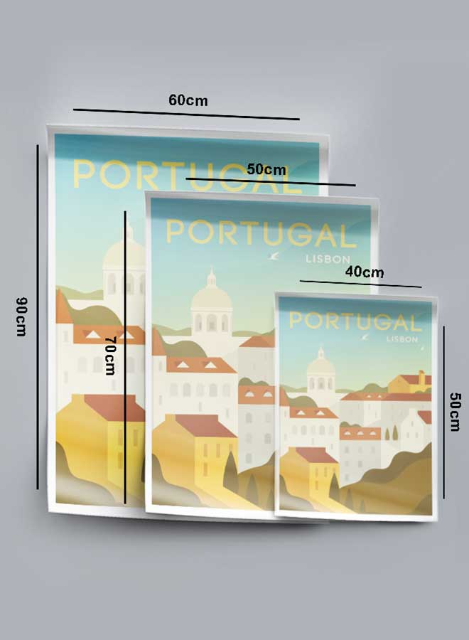 لوحة بوستر ديكور لوحة بدون فريم مع أربع قطع منفصلة من اللاصق ذو الوجهين تصميم البرتغال لشبونة غرفة النوم غرفة المعيشة وديكور المكتب - Image 4
